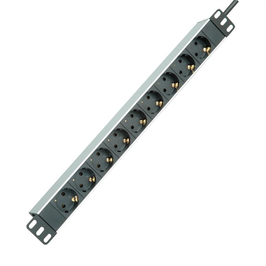 ROLINE 19"-Steckdosenleiste 9fach, Aluminium, 2,0 m