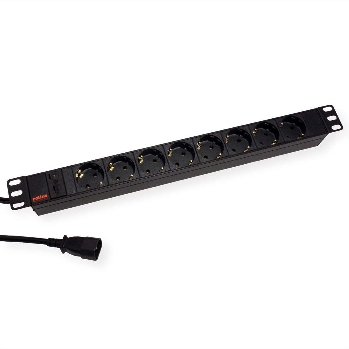 ROLINE 19'' Steckdosenleiste 1HE 8-fach. Kaltgeräte C14-Stecker, schwarz 2m