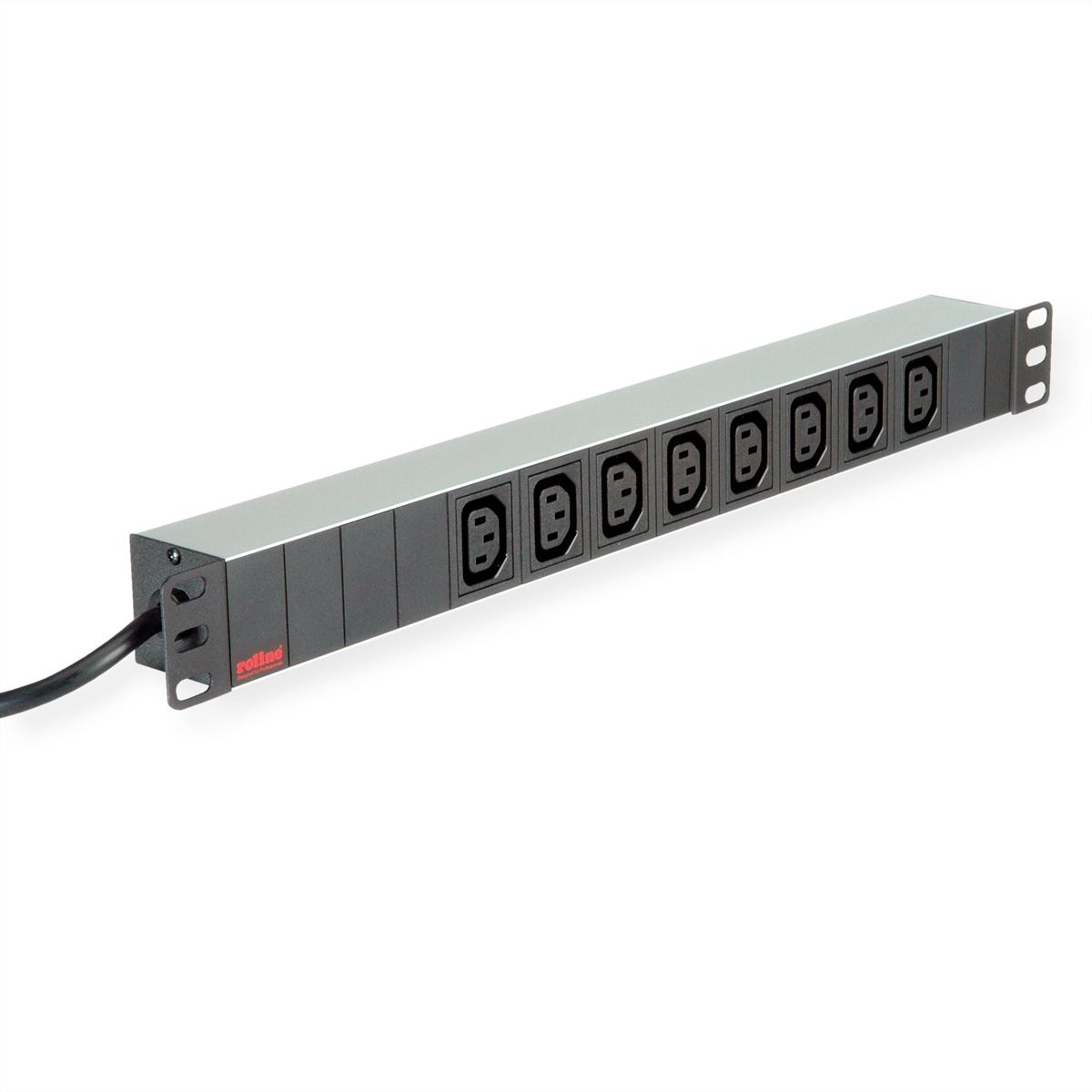 ROLINE 19"-Steckdosenleiste 8fach C13 + Schutzkontakt- Stecker, Aluminium, 2,0 m