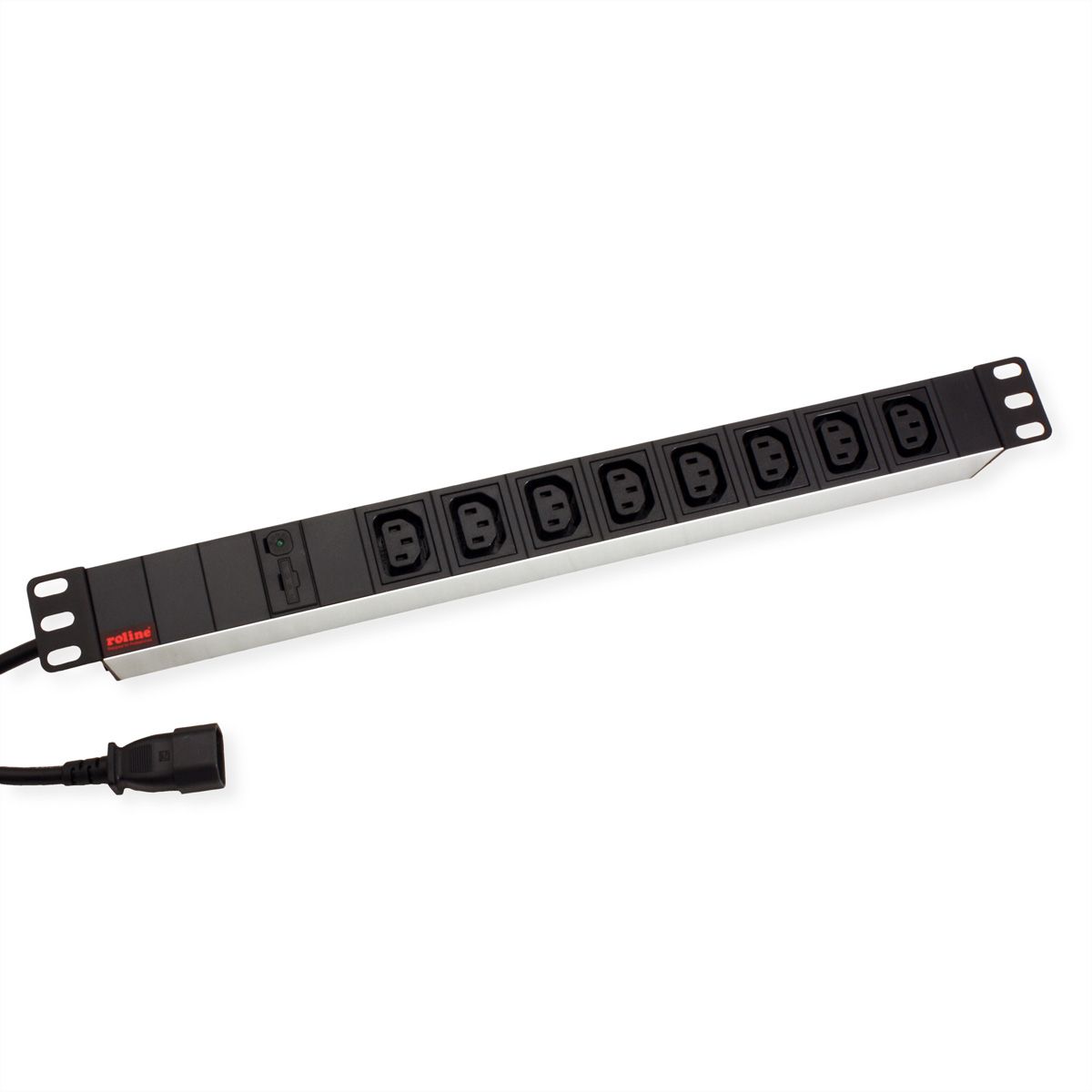 ROLINE 19"-Steckdosenleiste 8-fach C13 + C14- Stecker, 10A, Aluminium, 2,0 m