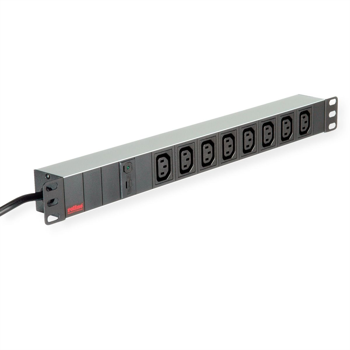 ROLINE 19"-Steckdosenleiste 8-fach C13 + C14- Stecker, 10A, Aluminium, 2,0 m