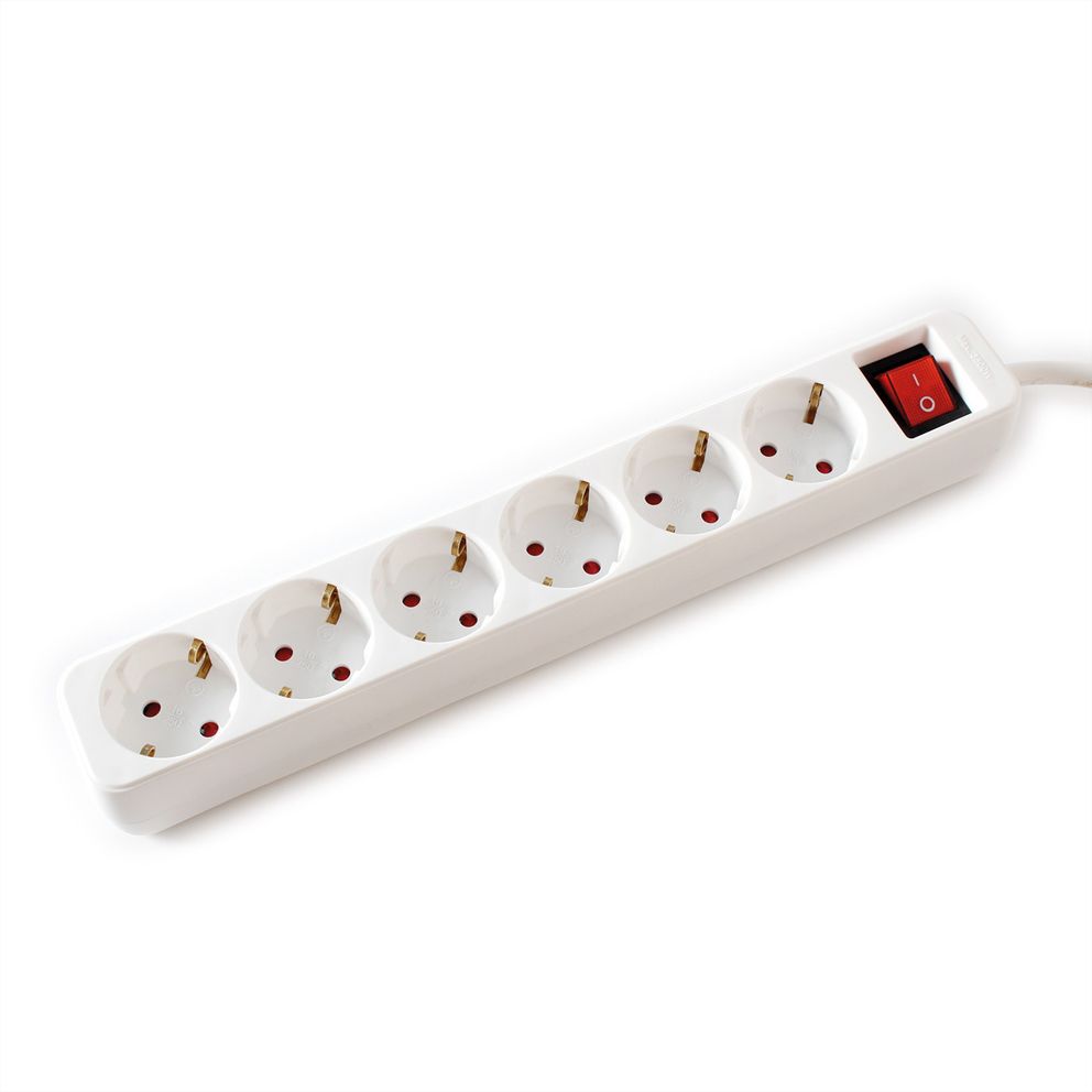 VALUE 6-fach Steckdosenleiste mit Schalter, weiß, 3,0 m