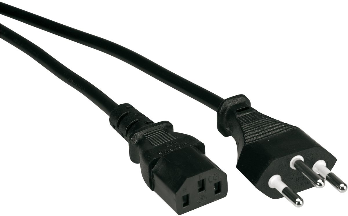 VALUE Netzkabel T12 auf C13, schwarz, 1,8 m  Schweiz