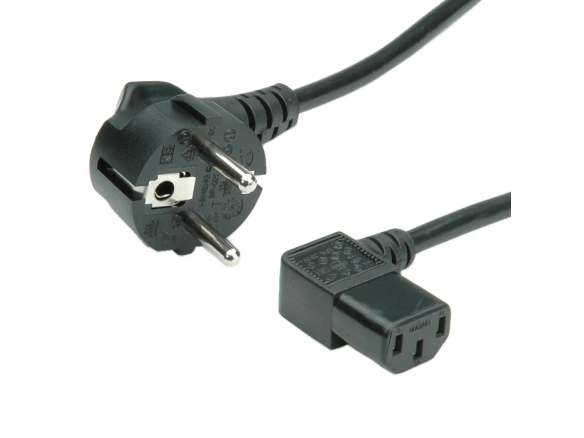 Netzkabel, abgewinkelt. IEC-Buchse, schwarz, 1,8m
