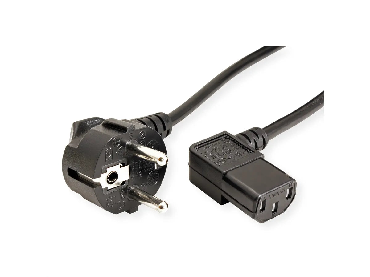 Netzkabel, abgewinkelt. IEC-Buchse, schwarz, 1,8m
