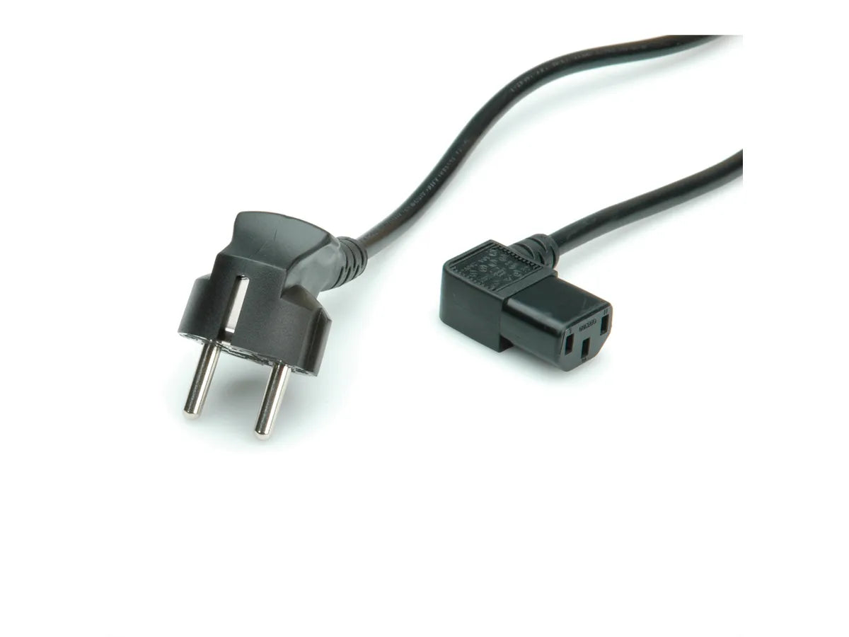 Netzkabel, abgewinkelt. IEC-Buchse, schwarz, 1,8m